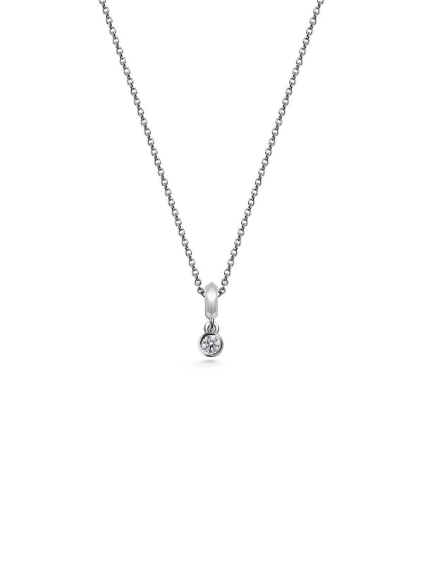 The SMALL DROPLET DIAMOND NECKLACE by East London jeweller Rachel Boston | Discover our collections of unique and timeless engagement rings, wedding rings, and modern fine jewellery.