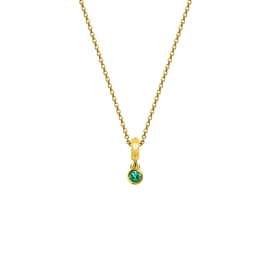 The SMALL DROPLET EMERALD NECKLACE by East London jeweller Rachel Boston | Discover our collections of unique and timeless engagement rings, wedding rings, and modern fine jewellery. - Rachel Boston Jewellery