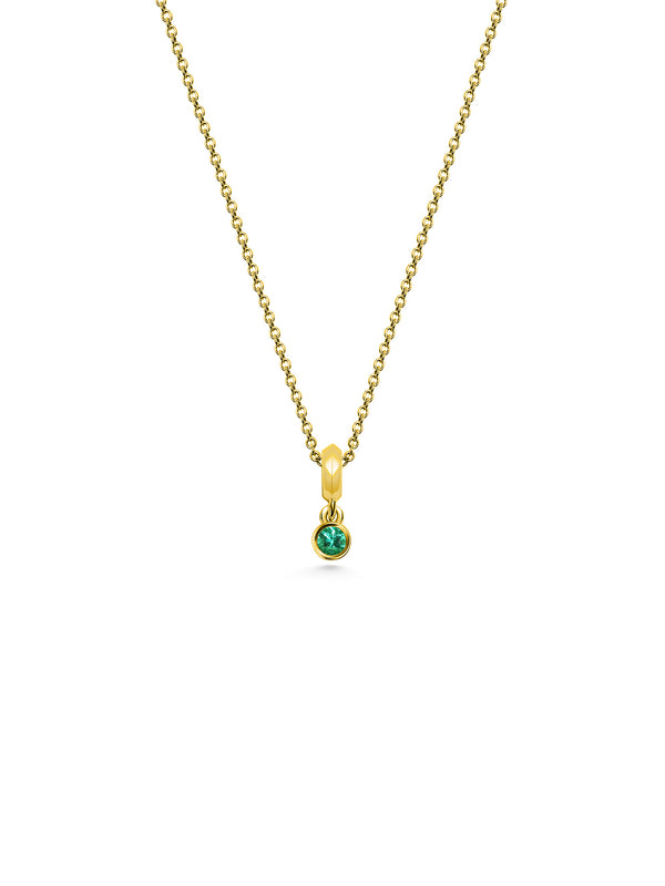 The SMALL DROPLET EMERALD NECKLACE by East London jeweller Rachel Boston | Discover our collections of unique and timeless engagement rings, wedding rings, and modern fine jewellery.