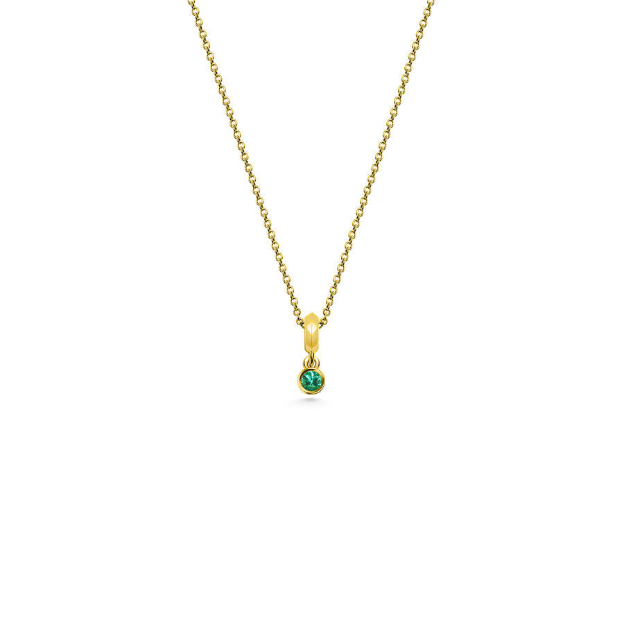 The SMALL DROPLET EMERALD NECKLACE by East London jeweller Rachel Boston | Discover our collections of unique and timeless engagement rings, wedding rings, and modern fine jewellery. - Rachel Boston Jewellery