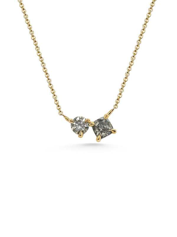 The X - Toi et Moi Necklace by East London jeweller Rachel Boston | Discover our collections of unique and timeless engagement rings, wedding rings, and modern fine jewellery.
