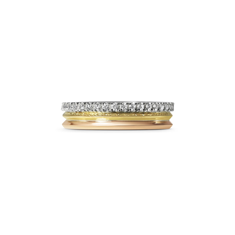 The Trinity Knife Edge with Diamonds Wedding Ring by East London jeweller Rachel Boston | Discover our collections of unique and timeless engagement rings, wedding rings, and modern fine jewellery. - Rachel Boston Jewellery