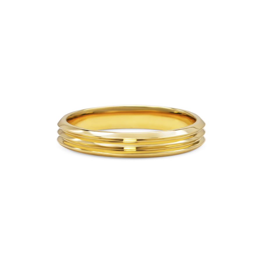 The Triple Edge Wedding Band by East London jeweller Rachel Boston | Discover our collections of unique and timeless engagement rings, wedding rings, and modern fine jewellery. - Rachel Boston Jewellery
