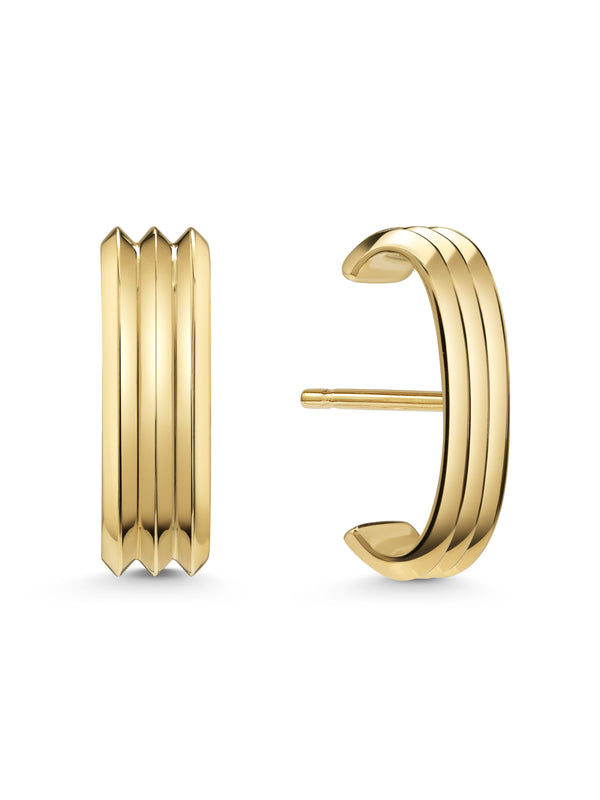 The LINE - TRIPLE Earrings by East London jeweller Rachel Boston | Discover our collections of unique and timeless engagement rings, wedding rings, and modern fine jewellery.
