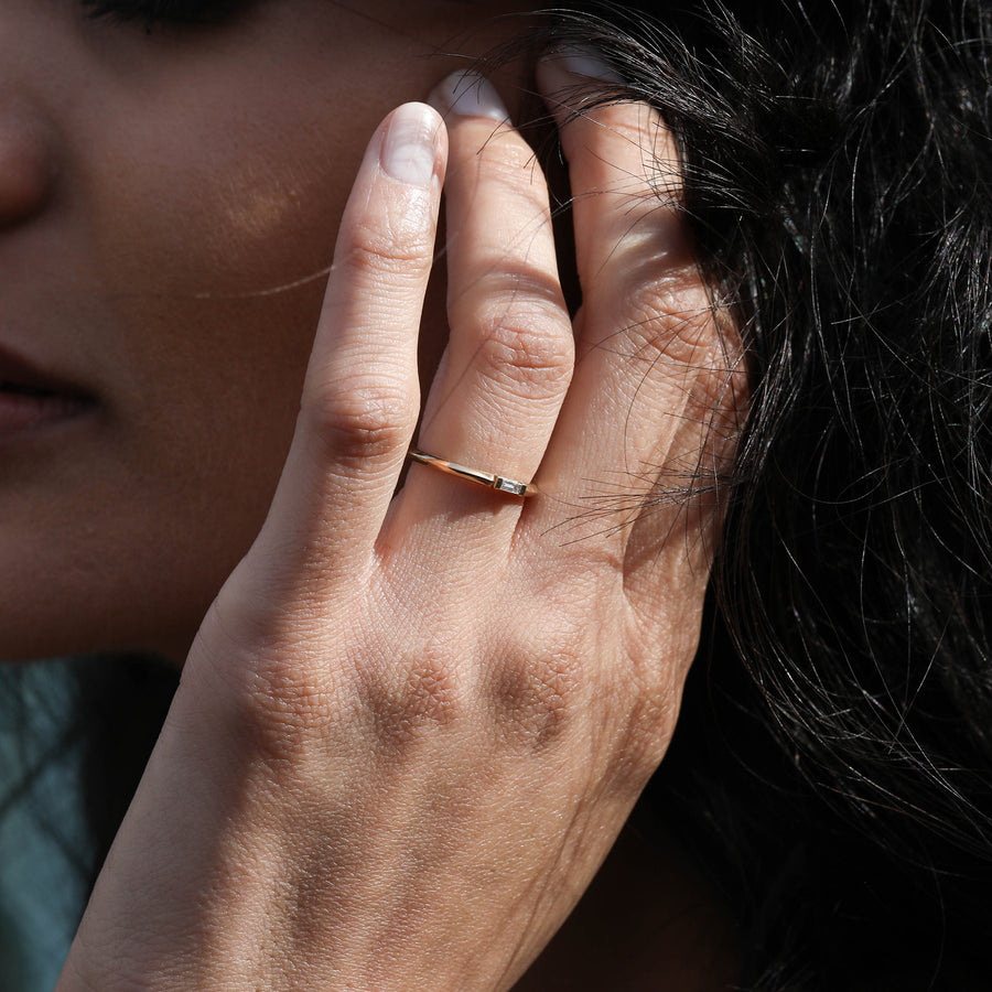 The Baguette Ring by East London jeweller Rachel Boston | Discover our collections of unique and timeless engagement rings, wedding rings, and modern fine jewellery. - Rachel Boston Jewellery