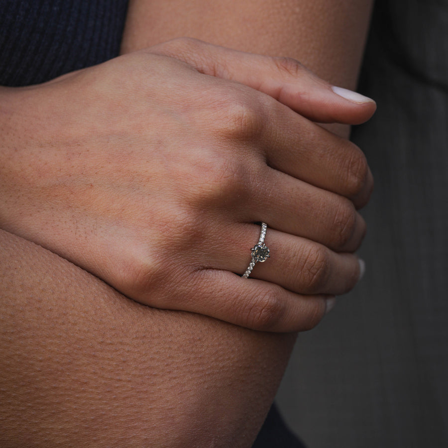 The Telesto Ring by East London jeweller Rachel Boston | Discover our collections of unique and timeless engagement rings, wedding rings, and modern fine jewellery. - Rachel Boston Jewellery