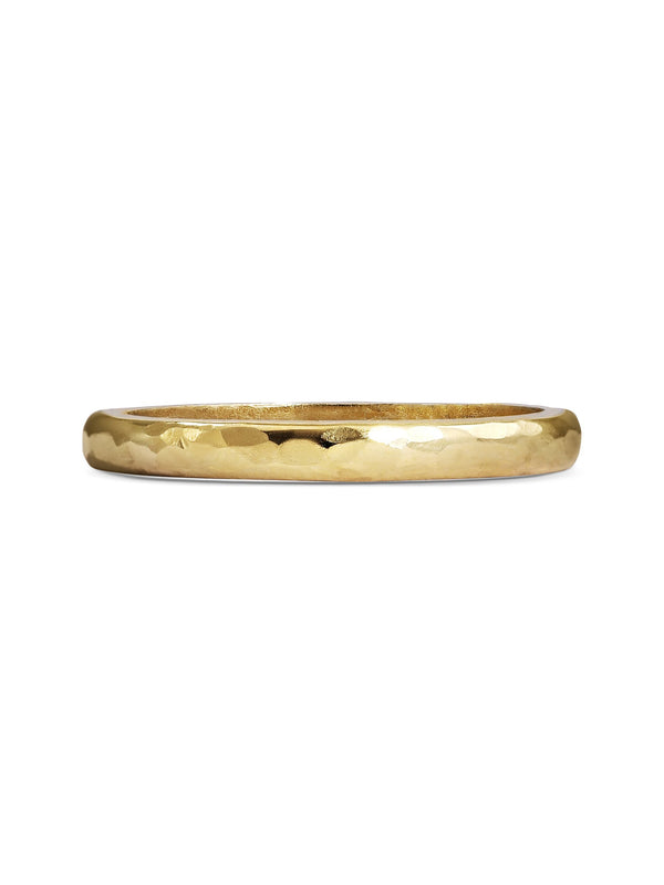The Polished Hammered D Shape Wedding Band - 2.5mm by East London jeweller Rachel Boston | Discover our collections of unique and timeless engagement rings, wedding rings, and modern fine jewellery.
