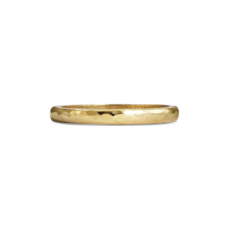 The Polished Hammered D Shape Wedding Band - 2.5mm by East London jeweller Rachel Boston | Discover our collections of unique and timeless engagement rings, wedding rings, and modern fine jewellery. - Rachel Boston Jewellery