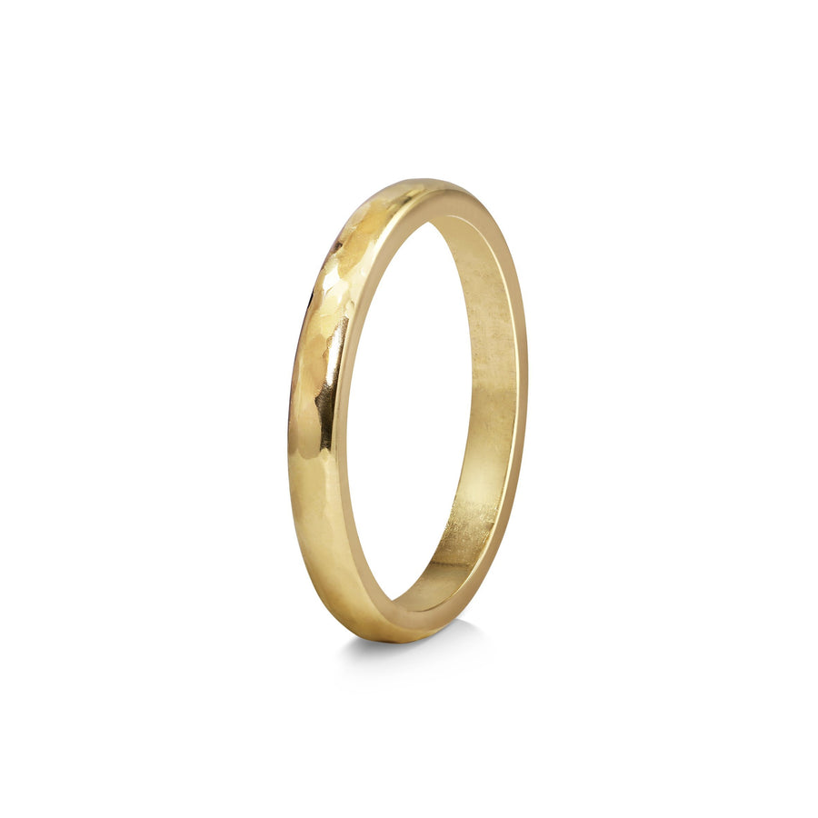 The Polished Hammered D Shape Wedding Band - 2.5mm by East London jeweller Rachel Boston | Discover our collections of unique and timeless engagement rings, wedding rings, and modern fine jewellery. - Rachel Boston Jewellery