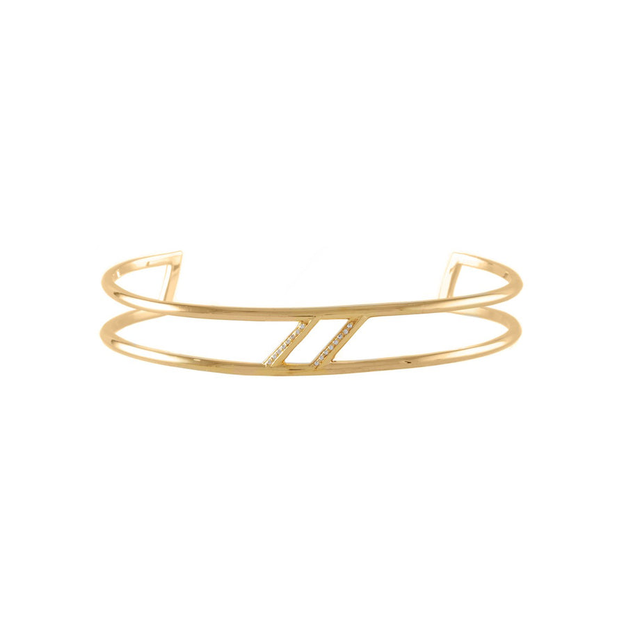 The Hagalaz Cuff by East London jeweller Rachel Boston | Discover our collections of unique and timeless engagement rings, wedding rings, and modern fine jewellery. - Rachel Boston Jewellery