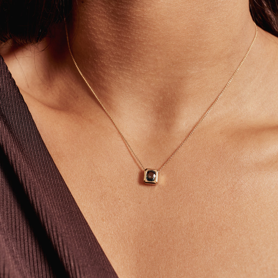 The X - Holzer Necklace - 1.09ct Teal by East London jeweller Rachel Boston | Discover our collections of unique and timeless engagement rings, wedding rings, and modern fine jewellery. - Rachel Boston Jewellery