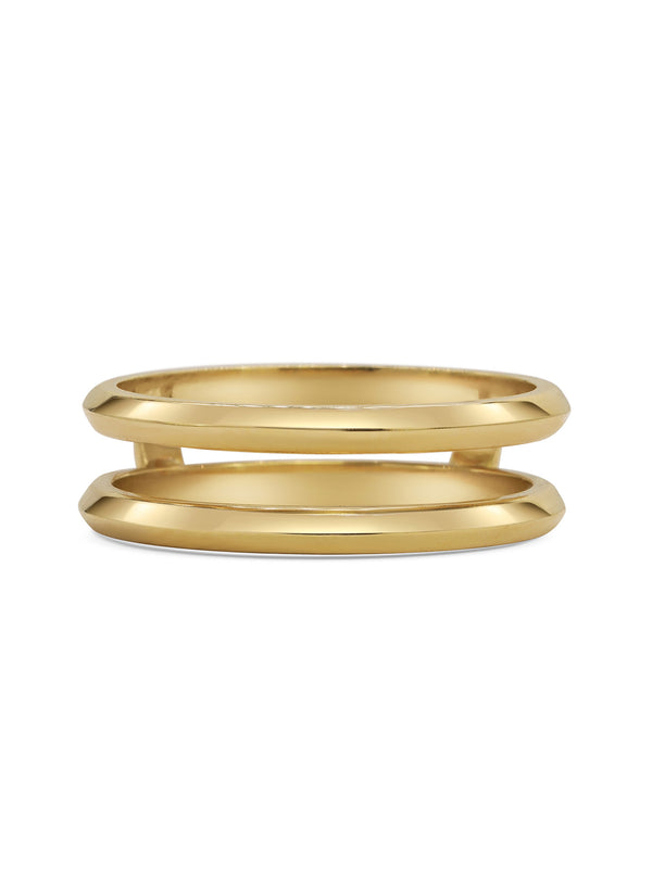The Knife Edge Double Wedding Band by East London jeweller Rachel Boston | Discover our collections of unique and timeless engagement rings, wedding rings, and modern fine jewellery.