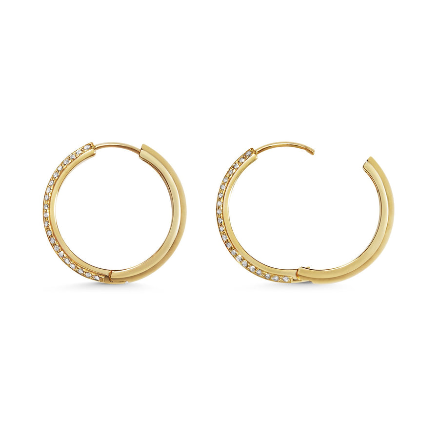 The Diamond Knife Edge Hoop Earrings by East London jeweller Rachel Boston | Discover our collections of unique and timeless engagement rings, wedding rings, and modern fine jewellery. - Rachel Boston Jewellery