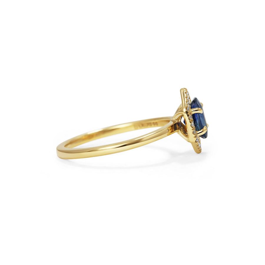The X - Phoenix Sapphire Ring by East London jeweller Rachel Boston | Discover our collections of unique and timeless engagement rings, wedding rings, and modern fine jewellery. - Rachel Boston Jewellery