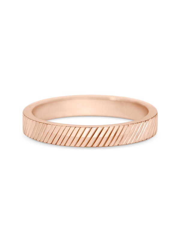 The Engraved Diagonal Band - 3mm by East London jeweller Rachel Boston | Discover our collections of unique and timeless engagement rings, wedding rings, and modern fine jewellery.