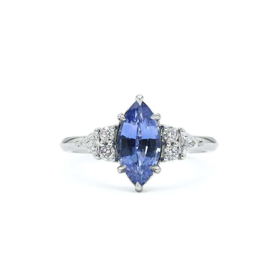 The Lois Sapphire Ring by East London jeweller Rachel Boston | Discover our collections of unique and timeless engagement rings, wedding rings, and modern fine jewellery. - Rachel Boston Jewellery