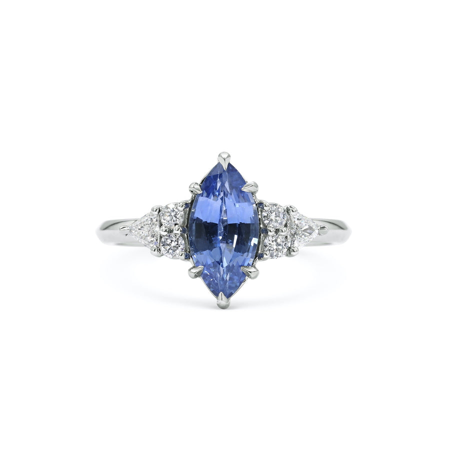 The X - Lois Sapphire Ring by East London jeweller Rachel Boston | Discover our collections of unique and timeless engagement rings, wedding rings, and modern fine jewellery. - Rachel Boston Jewellery