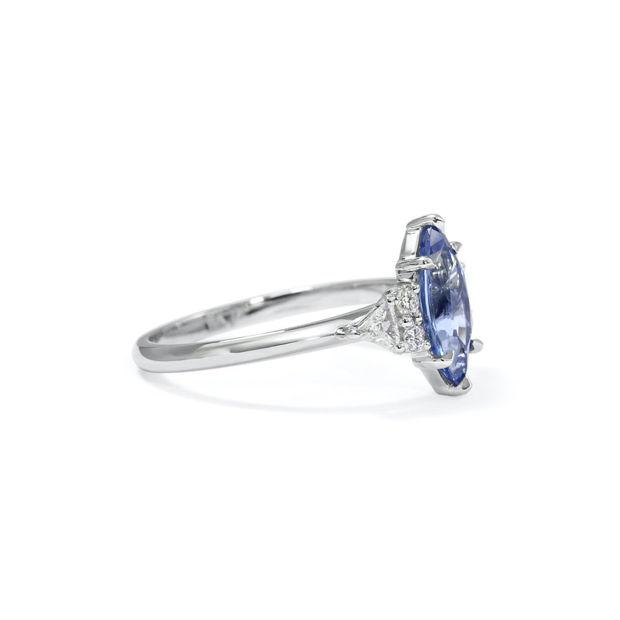 The X - Lois Sapphire Ring by East London jeweller Rachel Boston | Discover our collections of unique and timeless engagement rings, wedding rings, and modern fine jewellery. - Rachel Boston Jewellery