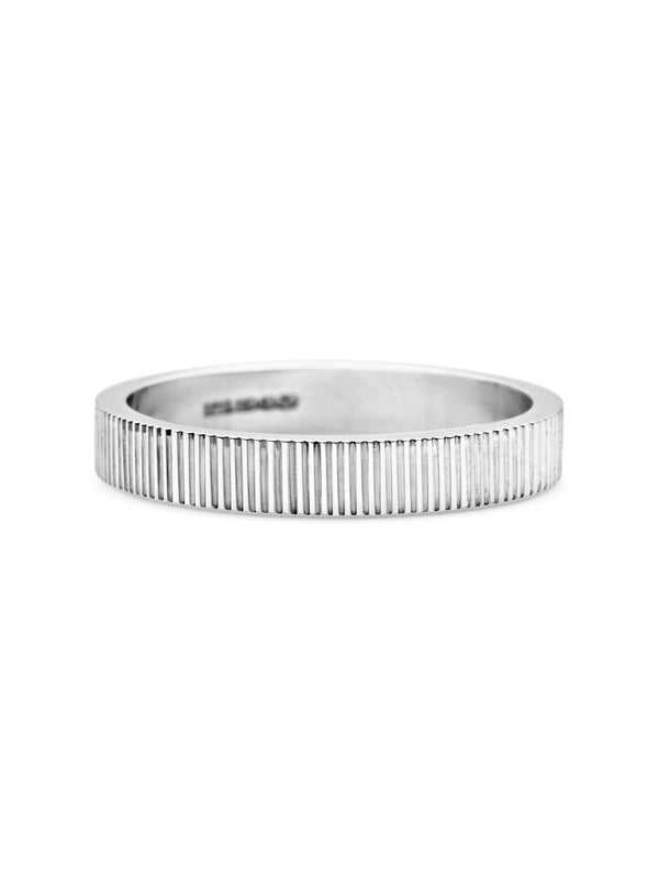 The Engraved Lines Band - 3mm by East London jeweller Rachel Boston | Discover our collections of unique and timeless engagement rings, wedding rings, and modern fine jewellery.