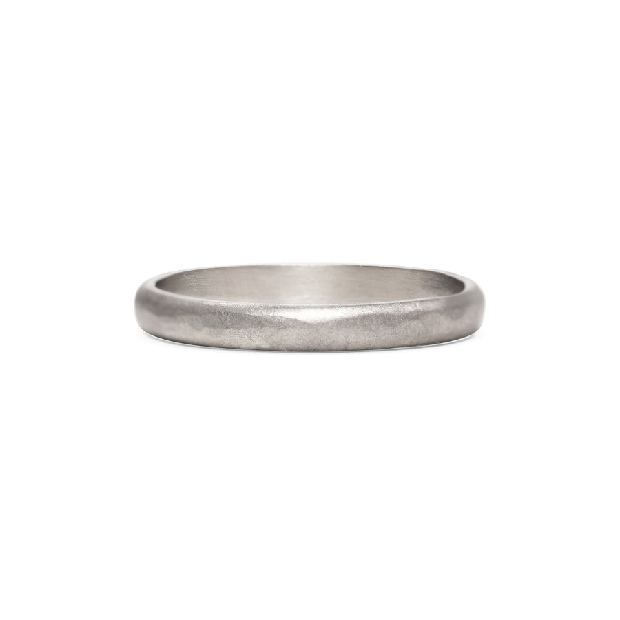 The Matte Hammered D Shape Wedding Band - 3.5mm by East London jeweller Rachel Boston | Discover our collections of unique and timeless engagement rings, wedding rings, and modern fine jewellery. - Rachel Boston Jewellery