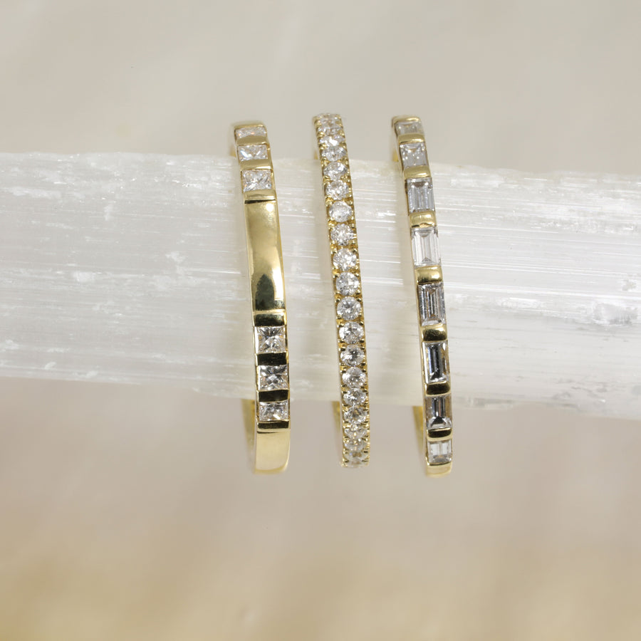The Princess Cut Trio Wedding Band by East London jeweller Rachel Boston | Discover our collections of unique and timeless engagement rings, wedding rings, and modern fine jewellery. - Rachel Boston Jewellery