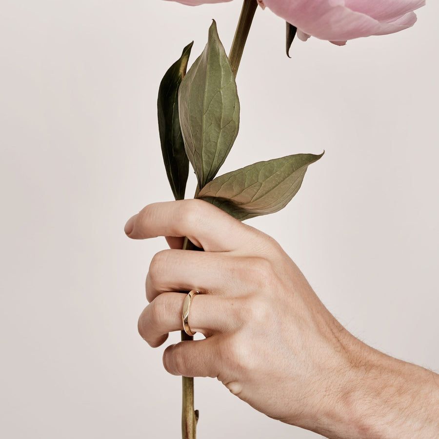 The Slim Signet Tapered Ring by East London jeweller Rachel Boston | Discover our collections of unique and timeless engagement rings, wedding rings, and modern fine jewellery. - Rachel Boston Jewellery