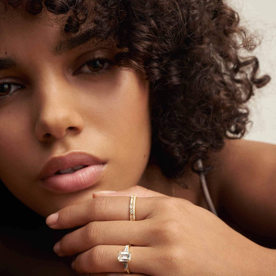 The Baguette & Round Diamond Wedding Band by East London jeweller Rachel Boston | Discover our collections of unique and timeless engagement rings, wedding rings, and modern fine jewellery. - Rachel Boston Jewellery
