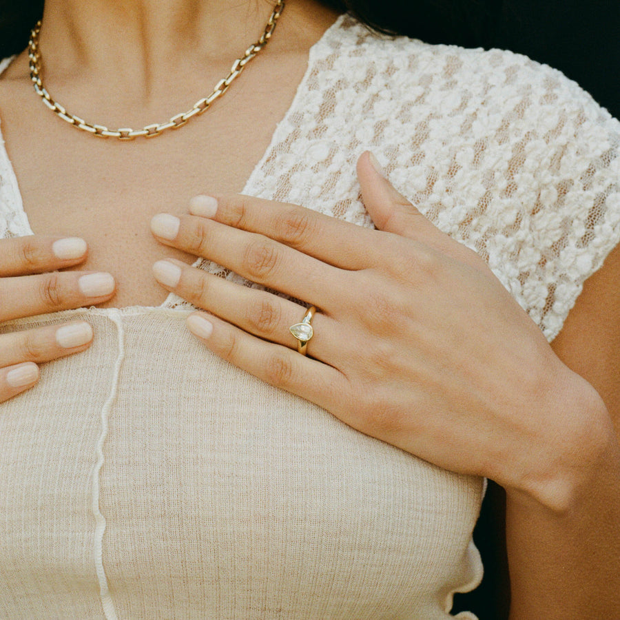 The Medium Knife Edge Necklace by East London jeweller Rachel Boston | Discover our collections of unique and timeless engagement rings, wedding rings, and modern fine jewellery. - Rachel Boston Jewellery