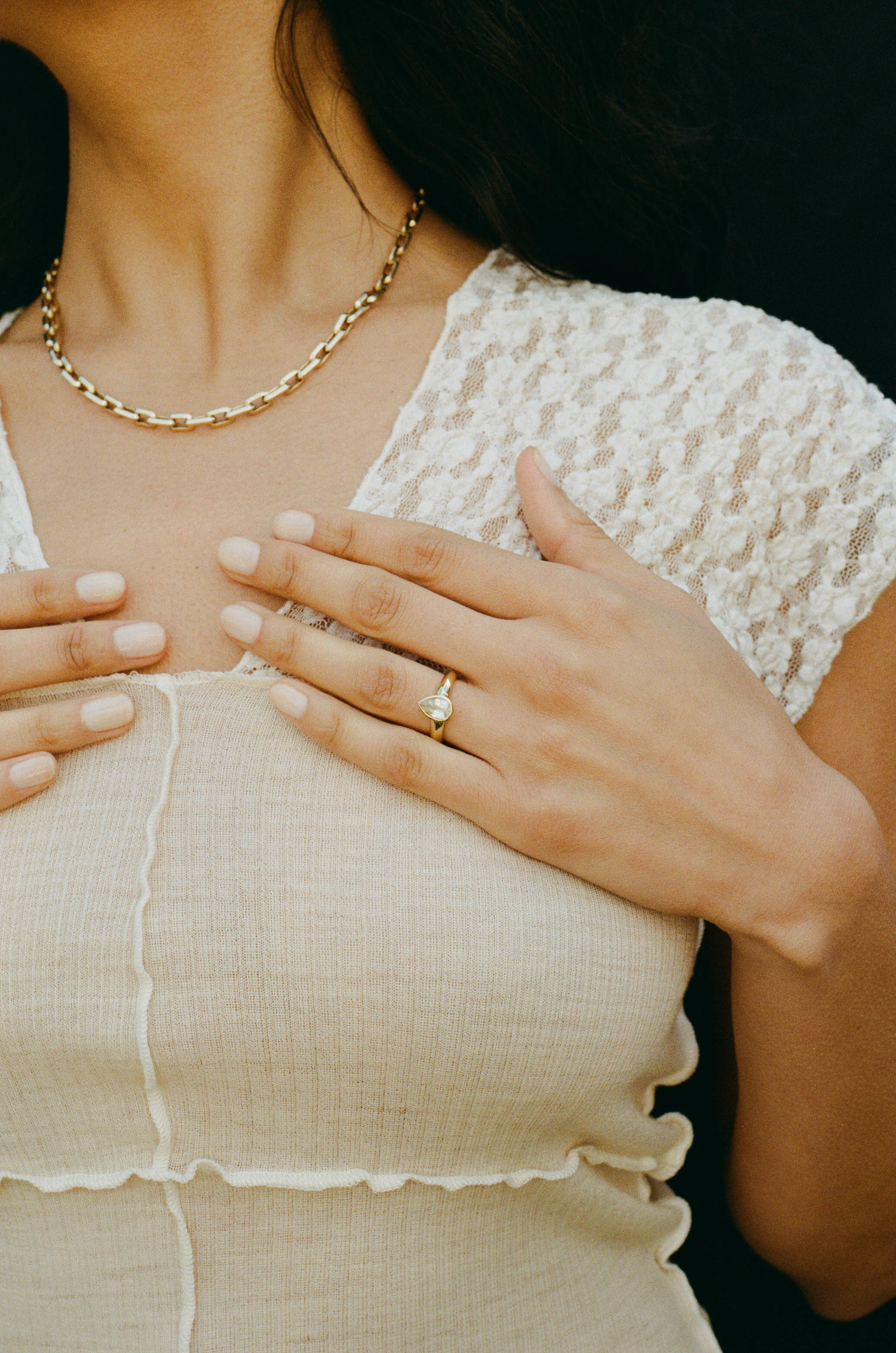 The Medium Knife Edge Necklace by East London jeweller Rachel Boston | Discover our collections of unique and timeless engagement rings, wedding rings, and modern fine jewellery.