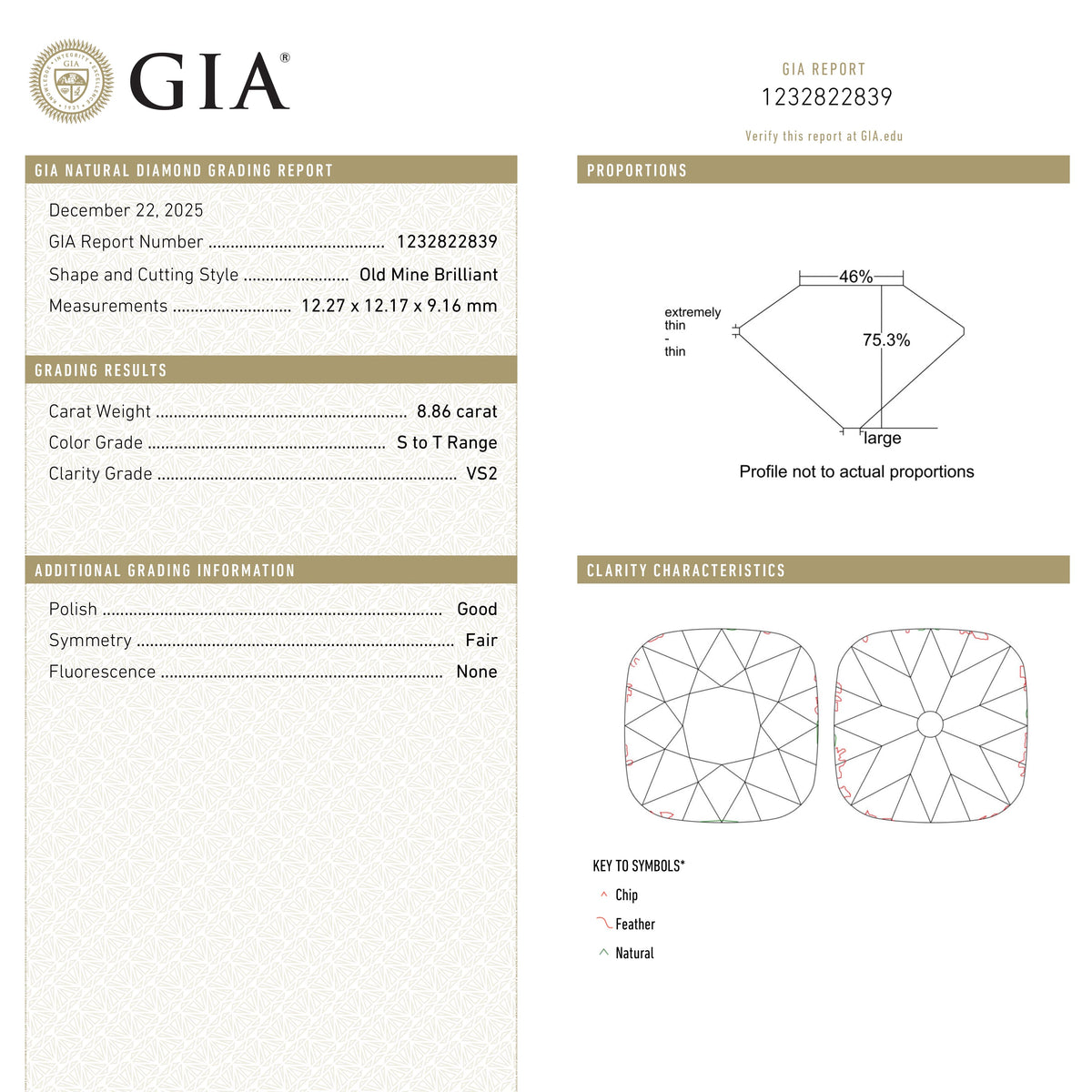 The 8.86ct 12.26x12.17x9.14mm GIA VS2 S-T Antique Old Mine Cut 27425-01 by East London jeweller Rachel Boston | Discover our collections of unique and timeless engagement rings, wedding rings, and modern fine jewellery.