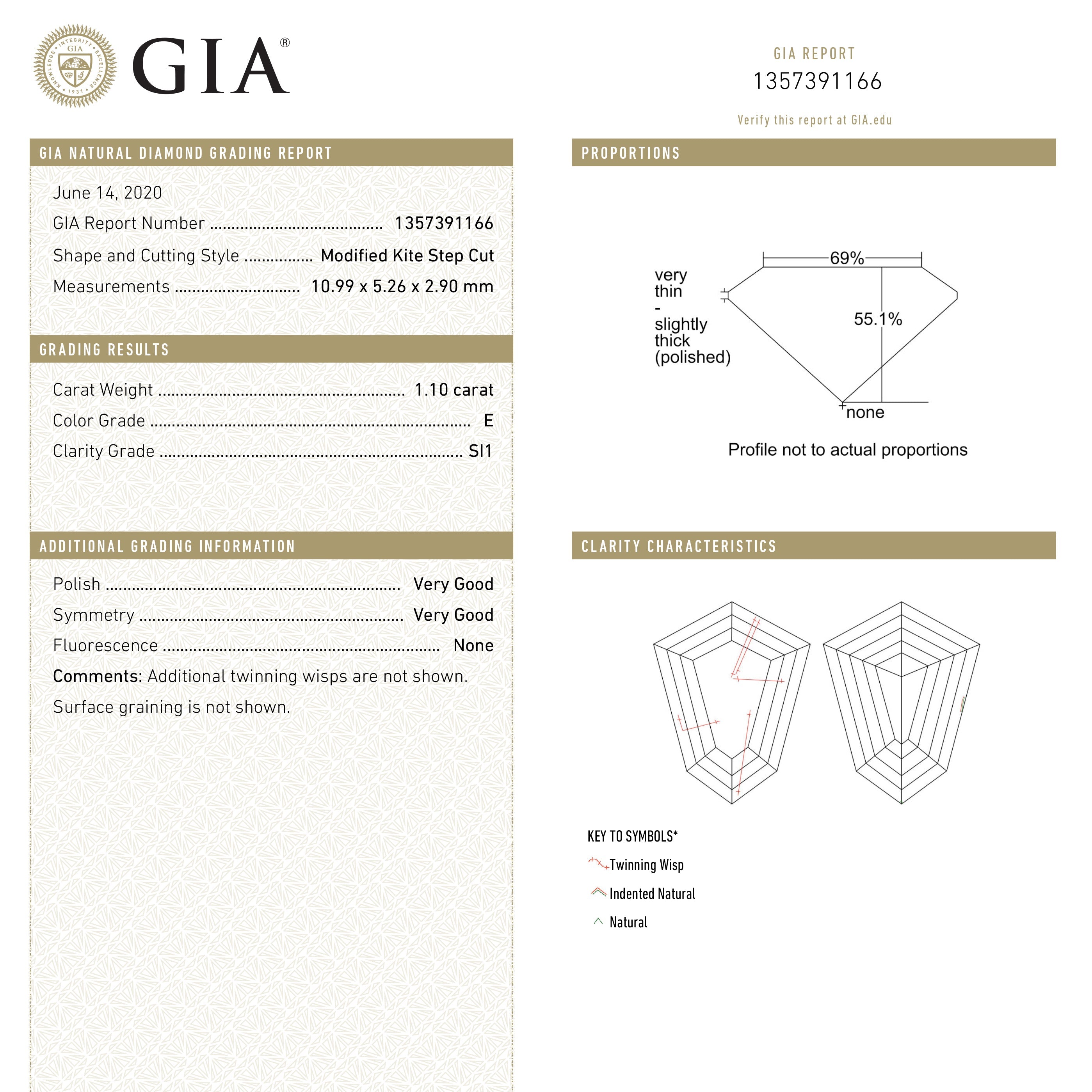 The 1.10ct 10.99x5.26x2.90mm GIA SI1 E Kite Step Cut 19488-01 by East London jeweller Rachel Boston | Discover our collections of unique and timeless engagement rings, wedding rings, and modern fine jewellery.