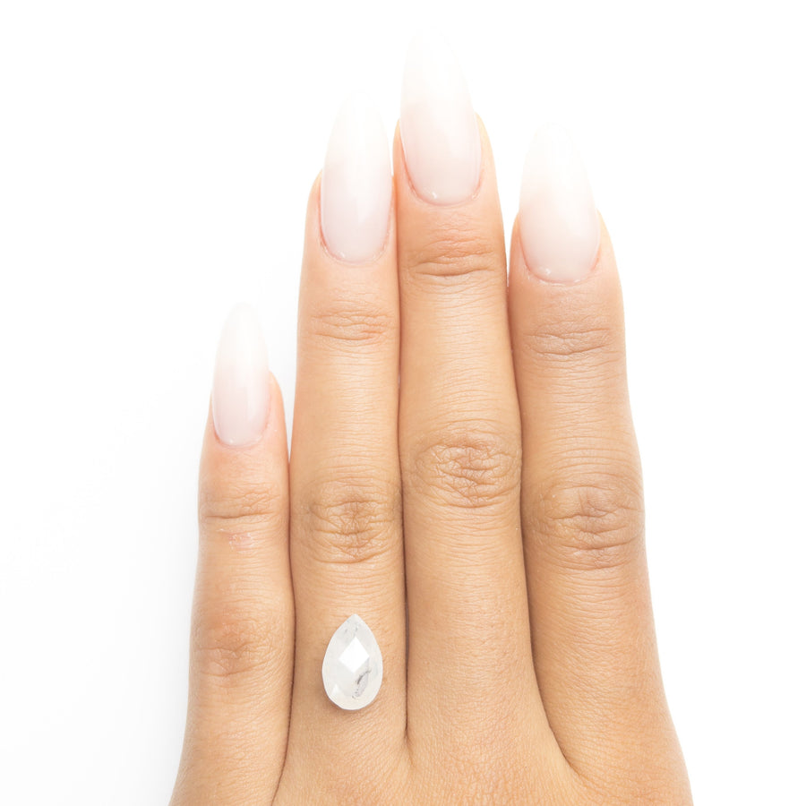 The 3.13ct 11.49x7.54x4.46mm Fancy White Pear Double Cut 18955-01 by East London jeweller Rachel Boston | Discover our collections of unique and timeless engagement rings, wedding rings, and modern fine jewellery. - Rachel Boston Jewellery