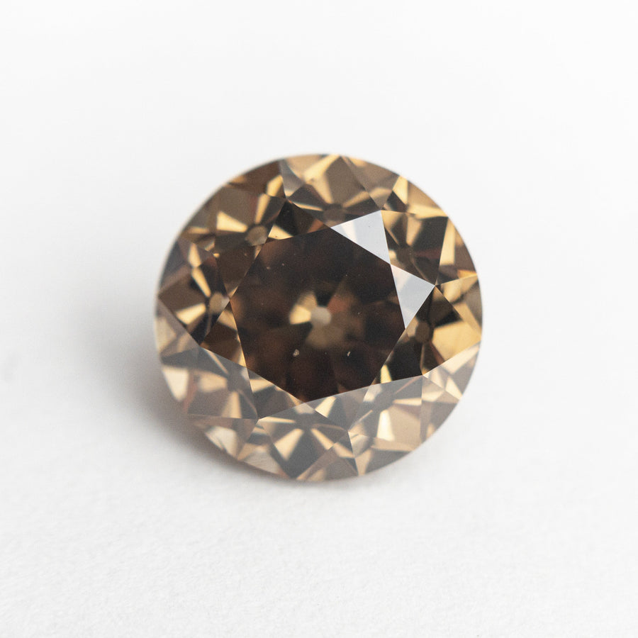 The 4.10ct 9.57x9.54x6.79mm GIA SI1 Fancy Dark Orange-Brown Modern Antique Old European Cut 19400-01 by East London jeweller Rachel Boston | Discover our collections of unique and timeless engagement rings, wedding rings, and modern fine jewellery. - Rachel Boston Jewellery