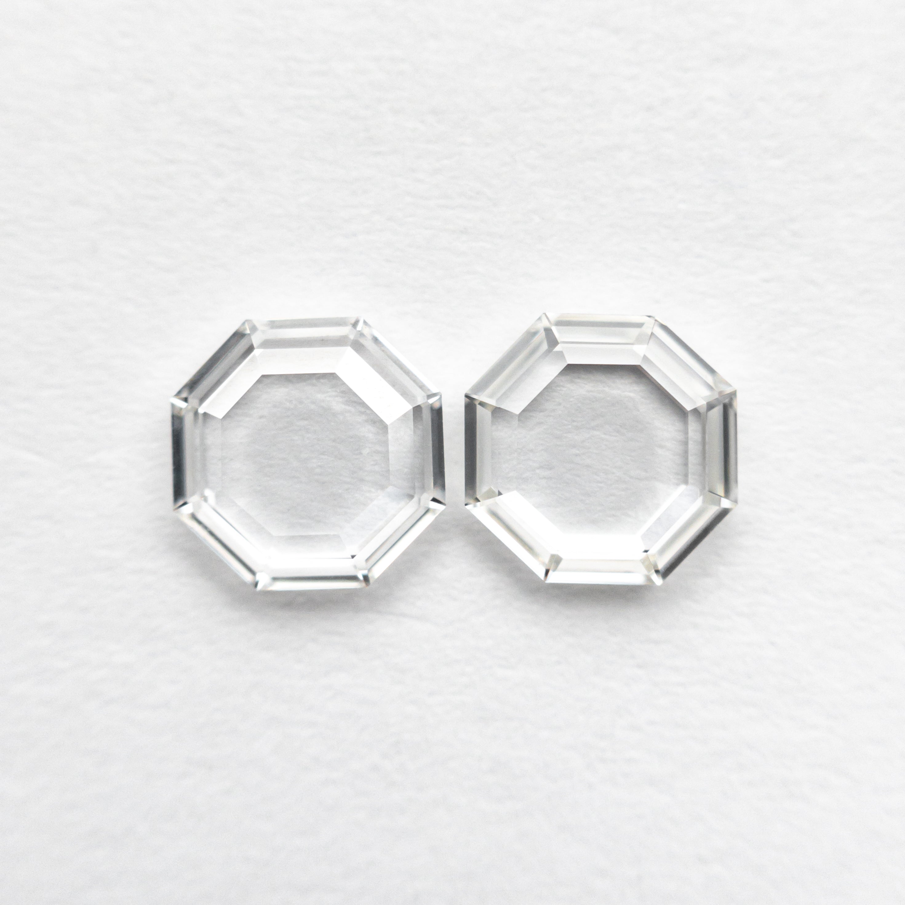 The 0.98cttw 2pc 5.46x5.46x1.38mm 5.49x5.44x1.46mm VVS G-I Octagon Portrait Cut Matching Pair 19854-51 by East London jeweller Rachel Boston | Discover our collections of unique and timeless engagement rings, wedding rings, and modern fine jewellery.