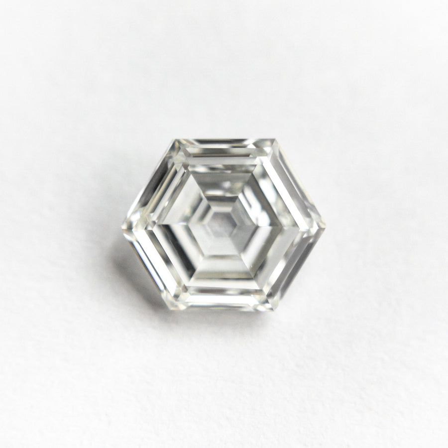 The 1.50ct 8.19x6.97x3.12mm GIA VS2 J Hexagon Step Cut 21961-01 by East London jeweller Rachel Boston | Discover our collections of unique and timeless engagement rings, wedding rings, and modern fine jewellery. - Rachel Boston Jewellery