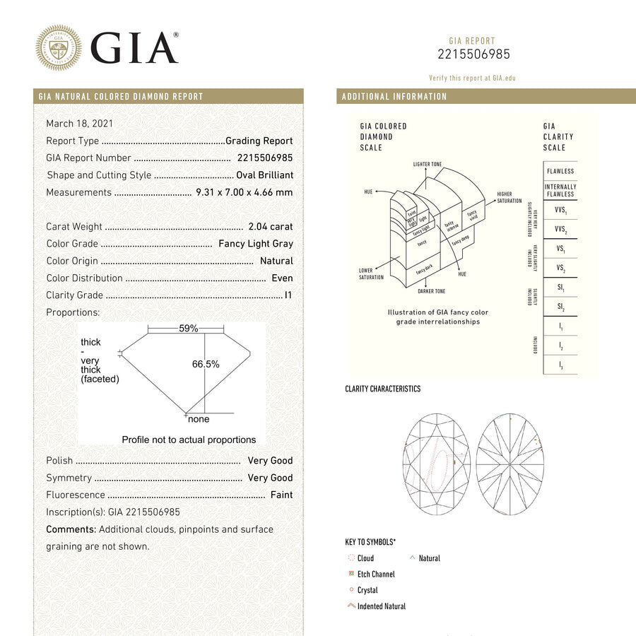2.04ct 9.31x7.00x4.66mm GIA Fancy Light Grey Oval Brilliant 18981-01 - Misfit Diamonds - Rachel Boston Jewellery