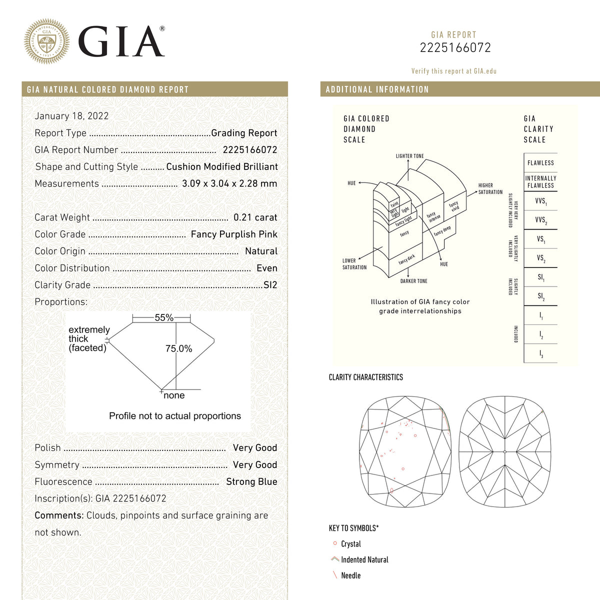 The 0.21ct 3.09x3.04x2.28mm GIA SI2 Fancy Purplish Pink Cushion Brilliant 🇦🇺 24097-01 by East London jeweller Rachel Boston | Discover our collections of unique and timeless engagement rings, wedding rings, and modern fine jewellery.
