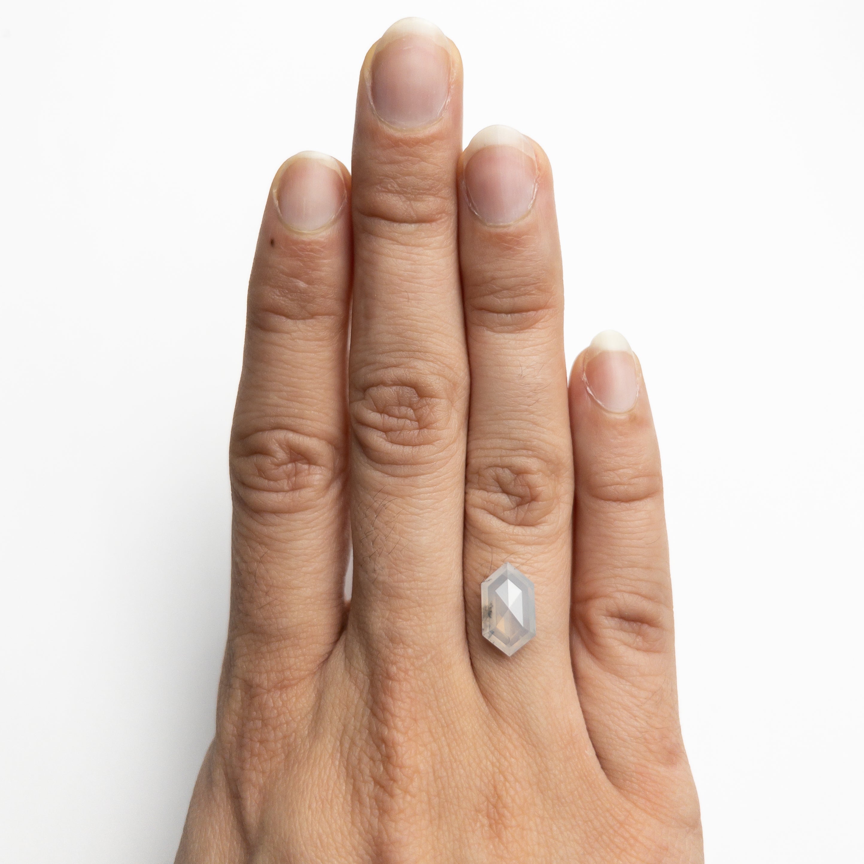 The 3.17ct 12.35x7.09x4.12mm Hexagon Rosecut 22367-01 by East London jeweller Rachel Boston | Discover our collections of unique and timeless engagement rings, wedding rings, and modern fine jewellery.