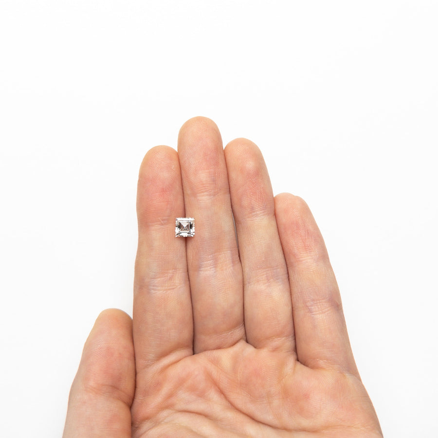 The 0.84ct 5.39x5.39x3.12mm GIA H VS2 Carré Step Cut 23034-01 by East London jeweller Rachel Boston | Discover our collections of unique and timeless engagement rings, wedding rings, and modern fine jewellery. - Rachel Boston Jewellery
