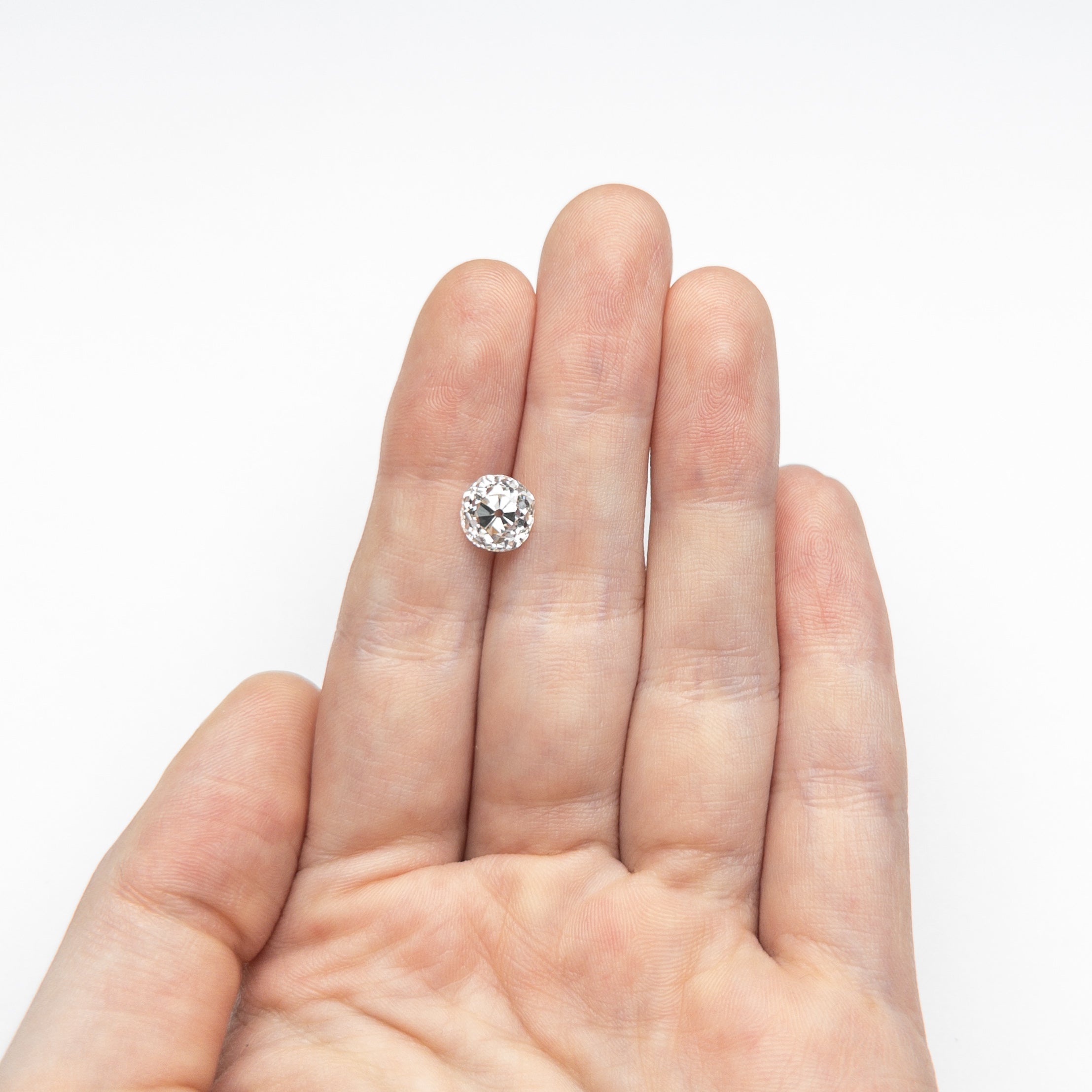 The 2.22ct 7.64x7.39x5.54mm GIA VS1 J Antique Old Mine Cut 23115-01 by East London jeweller Rachel Boston | Discover our collections of unique and timeless engagement rings, wedding rings, and modern fine jewellery.