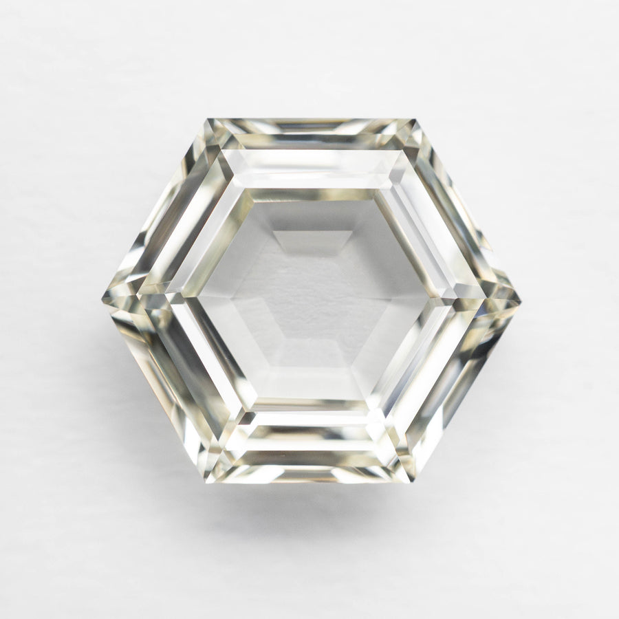 The 3.15ct 10.56x9.17x3.79mm GIA M VVS2 Hexagon Step Cut 23430-01 by East London jeweller Rachel Boston | Discover our collections of unique and timeless engagement rings, wedding rings, and modern fine jewellery. - Rachel Boston Jewellery