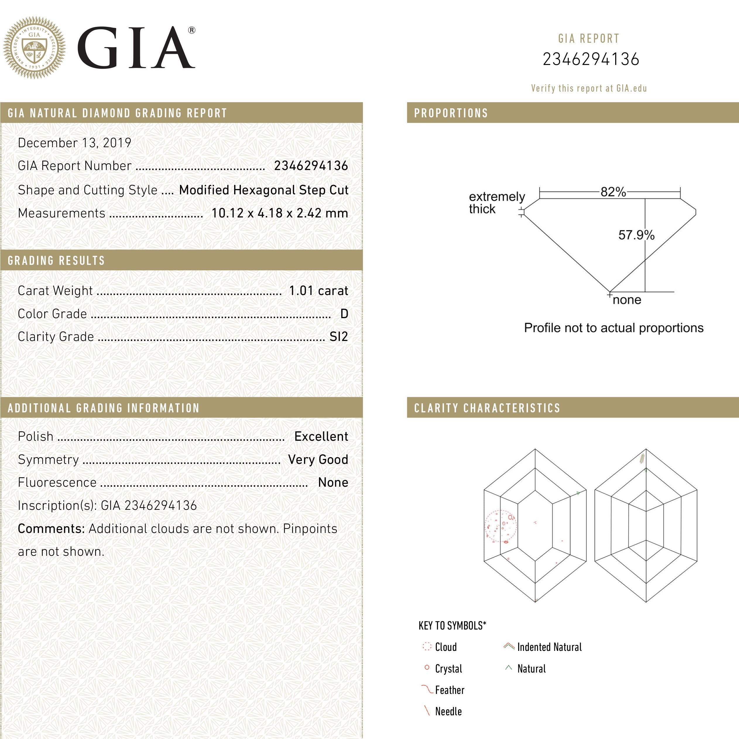 The 1.01ct 10.12x4.18x2.42mm GIA SI2 D Hexagon Step Cut 22621-01 by East London jeweller Rachel Boston | Discover our collections of unique and timeless engagement rings, wedding rings, and modern fine jewellery.