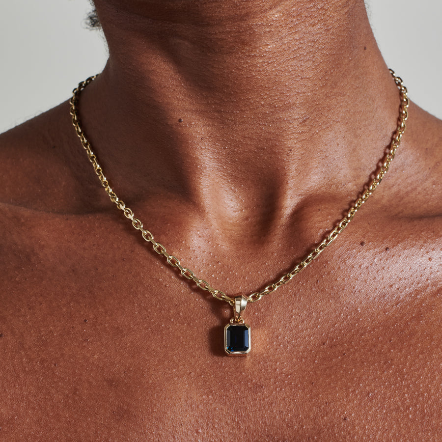 The Chunky Charm Pendant - Sapphire 3.10ct by East London jeweller Rachel Boston | Discover our collections of unique and timeless engagement rings, wedding rings, and modern fine jewellery. - Rachel Boston Jewellery