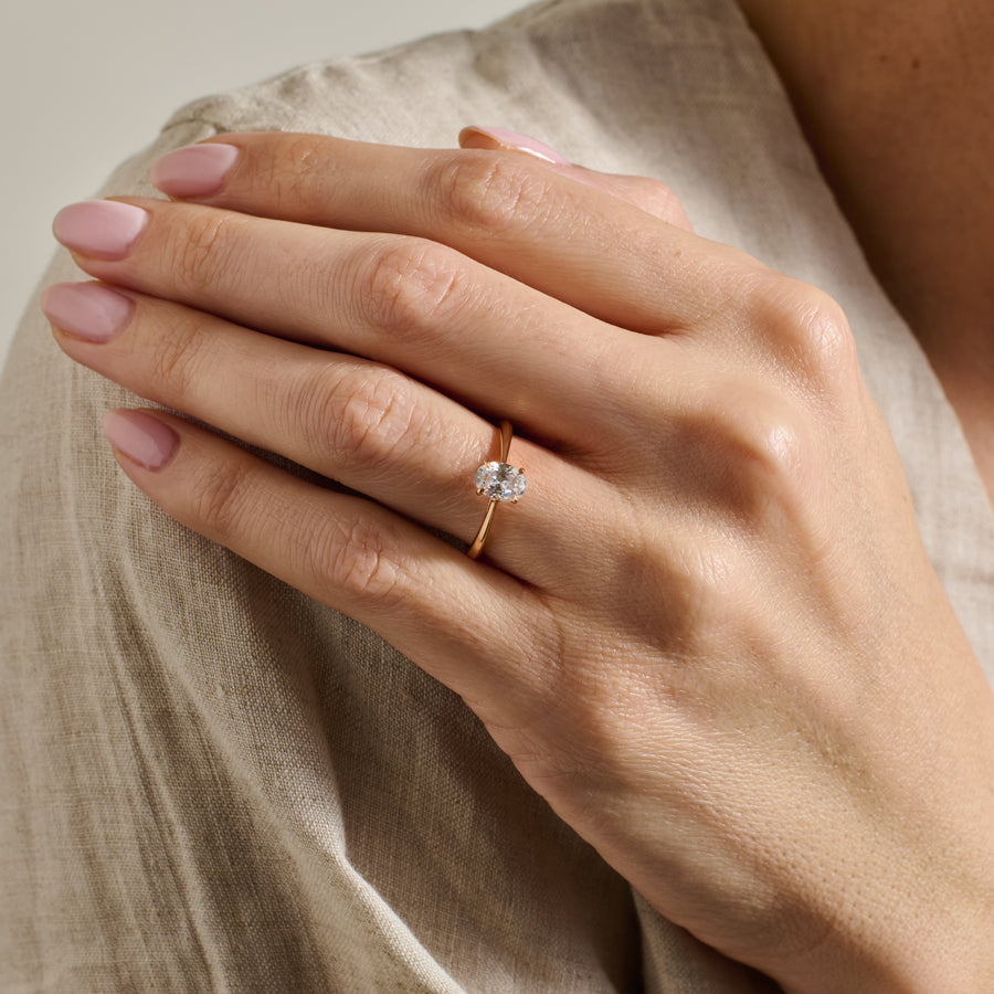 The Joy Ring - Oval Cut by East London jeweller Rachel Boston | Discover our collections of unique and timeless engagement rings, wedding rings, and modern fine jewellery. - Rachel Boston Jewellery