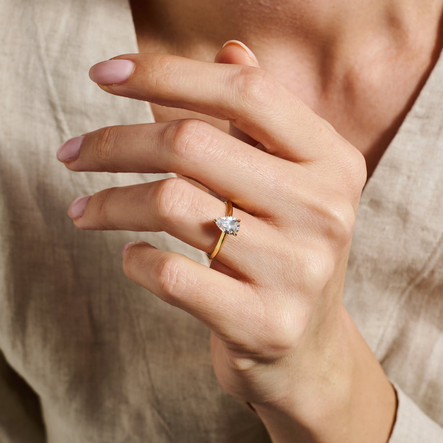 The Lyra Ring - Pear Cut by East London jeweller Rachel Boston | Discover our collections of unique and timeless engagement rings, wedding rings, and modern fine jewellery. - Rachel Boston Jewellery