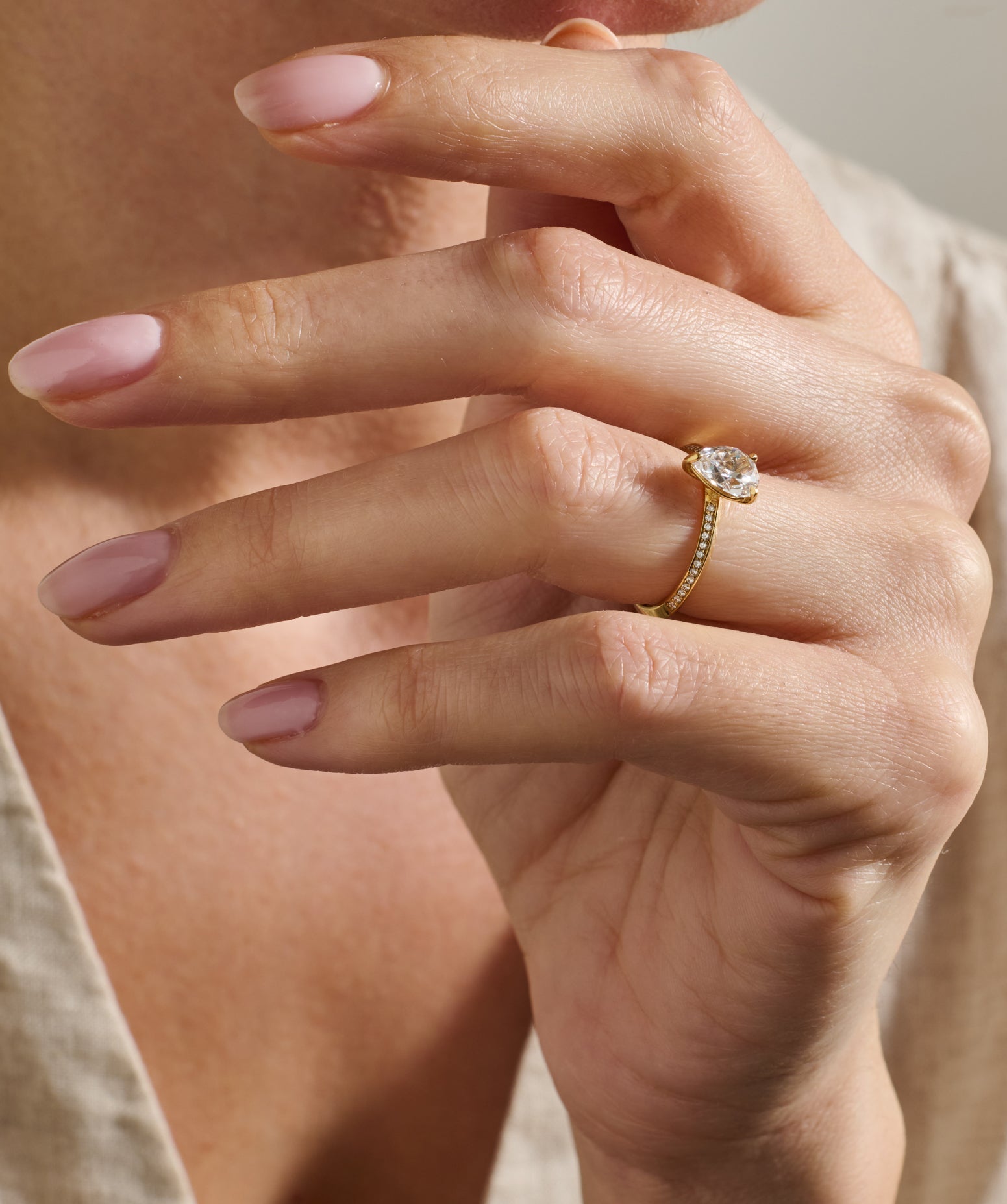 The Lyra Ring with Diamonds - Pear Cut by East London jeweller Rachel Boston | Discover our collections of unique and timeless engagement rings, wedding rings, and modern fine jewellery.