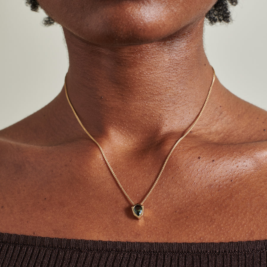 The X - Komos Necklace- 1ct Green by East London jeweller Rachel Boston | Discover our collections of unique and timeless engagement rings, wedding rings, and modern fine jewellery. - Rachel Boston Jewellery