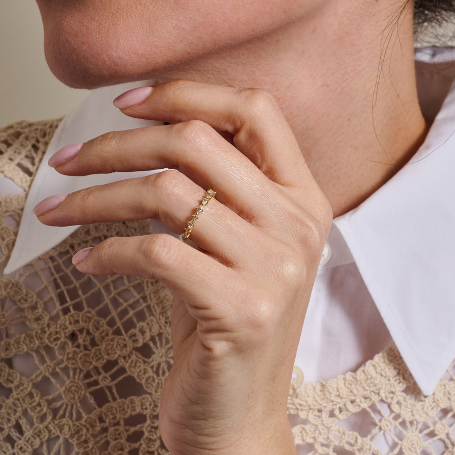 The Mixed Diamond Wedding Band by East London jeweller Rachel Boston | Discover our collections of unique and timeless engagement rings, wedding rings, and modern fine jewellery. - Rachel Boston Jewellery