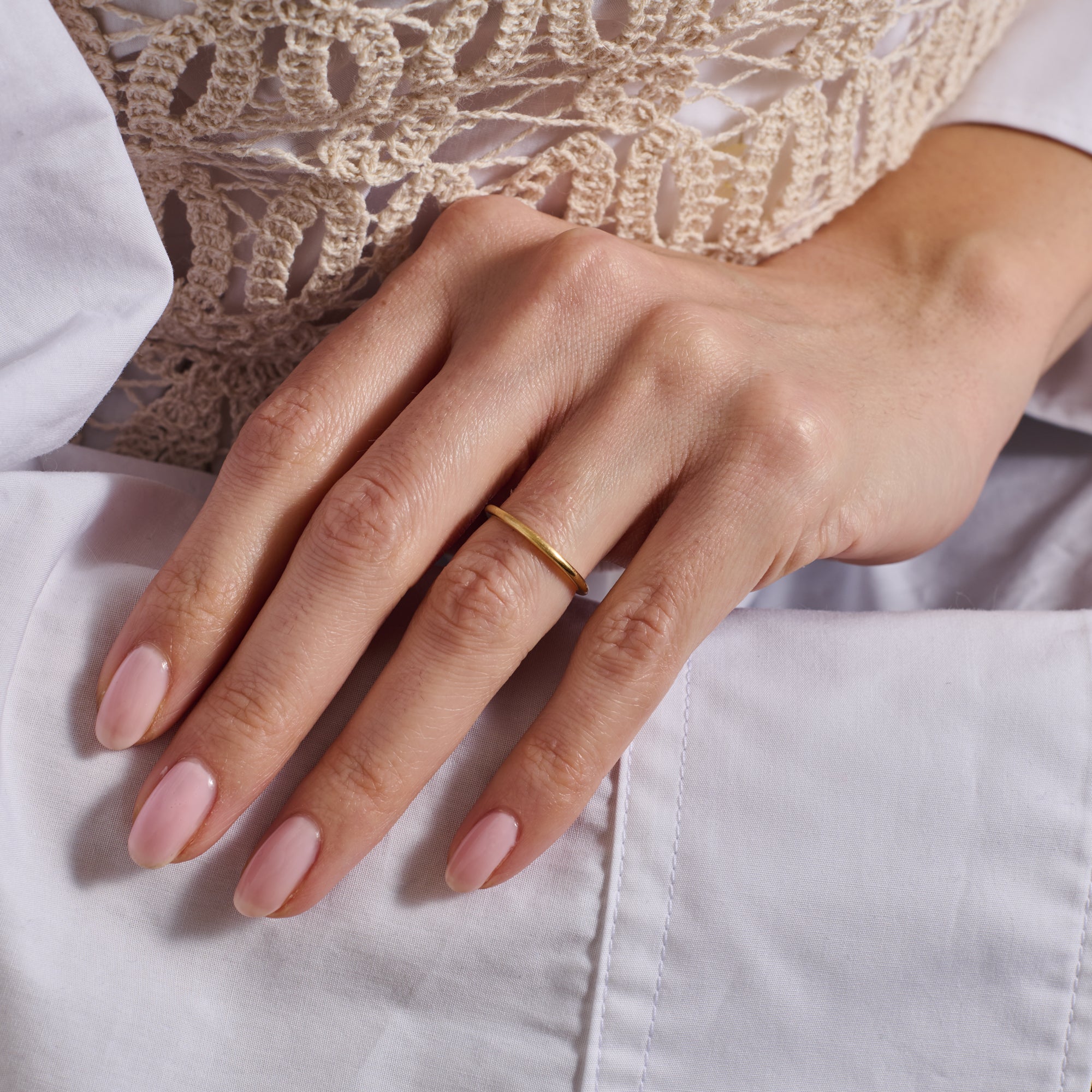 The Polished D Shape Band - 1.5mm by East London jeweller Rachel Boston | Discover our collections of unique and timeless engagement rings, wedding rings, and modern fine jewellery.