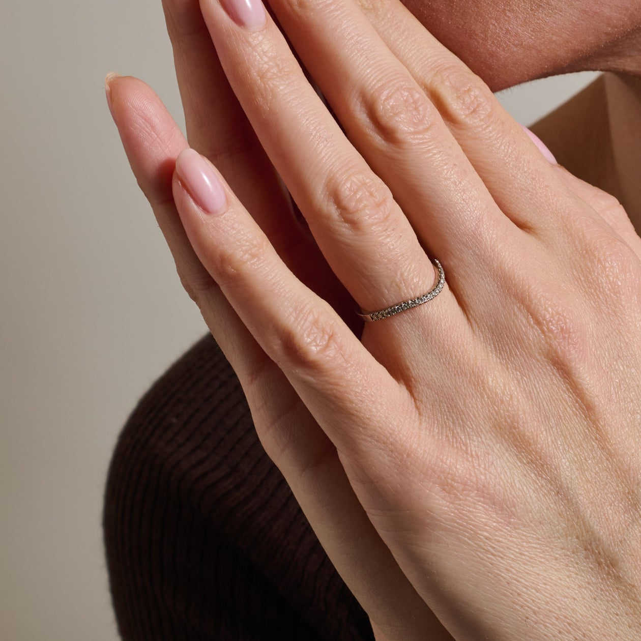 The Diamond Curve Band by East London jeweller Rachel Boston | Discover our collections of unique and timeless engagement rings, wedding rings, and modern fine jewellery.